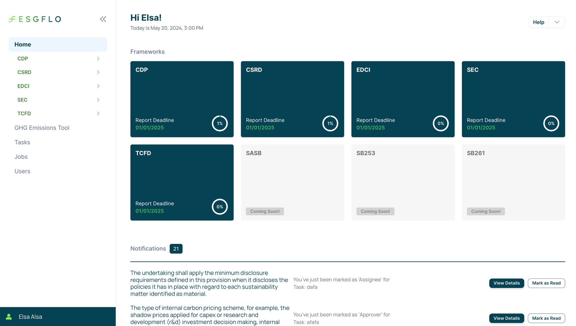 screenshot of ESG Flo